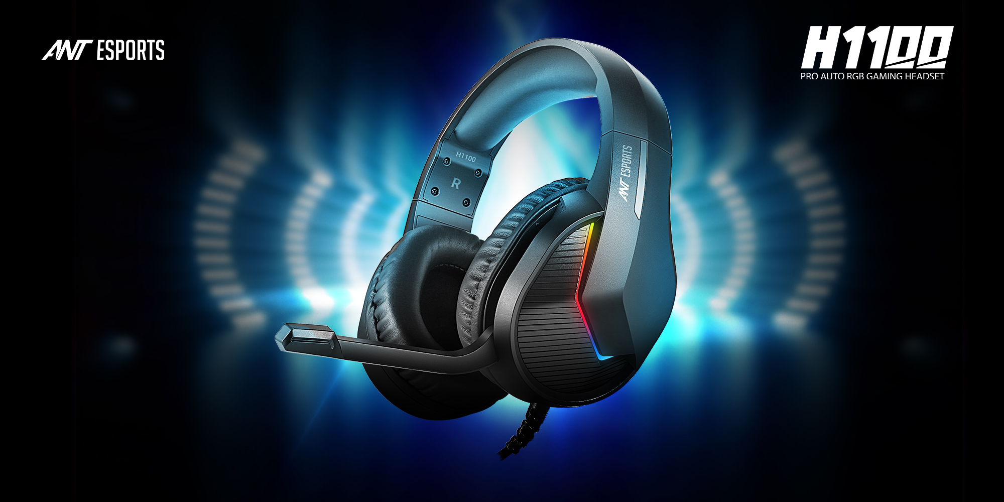 Ant Esports H530 Multi-Platform Pro RGB Gaming Over Ear Headset With Mic